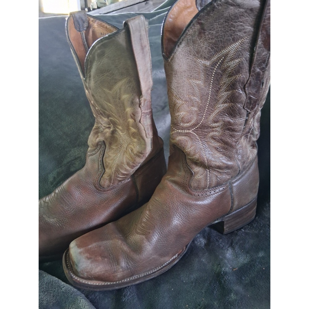 US Size 13 Vaccari Men's Western Cowboy Boots Brown Leather Design USA MPN 5257